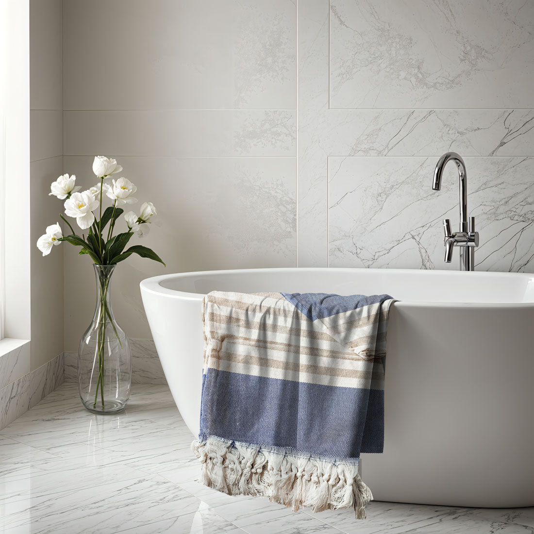 Oversized Mediterranean Striped Towel 180GSM