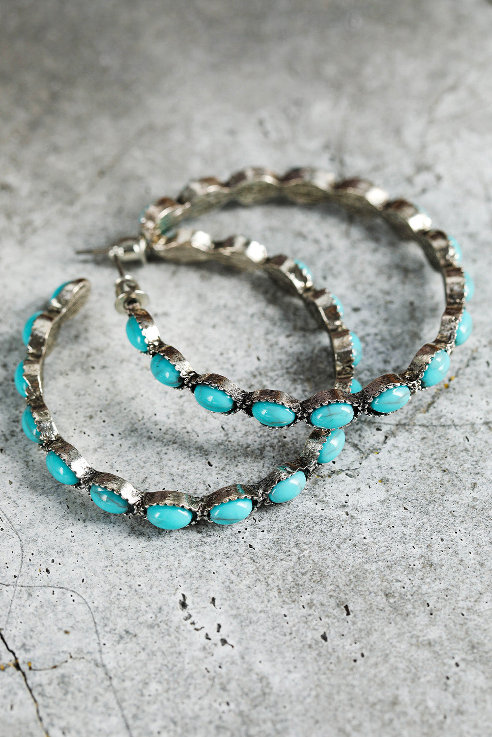 Sky Blue (or Pink) Big Circle C-shaped Earrings