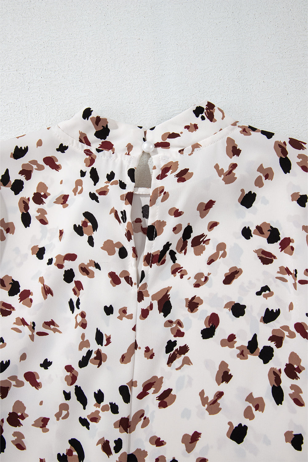 Leopard Print Puff Sleeve Pleated Blouse