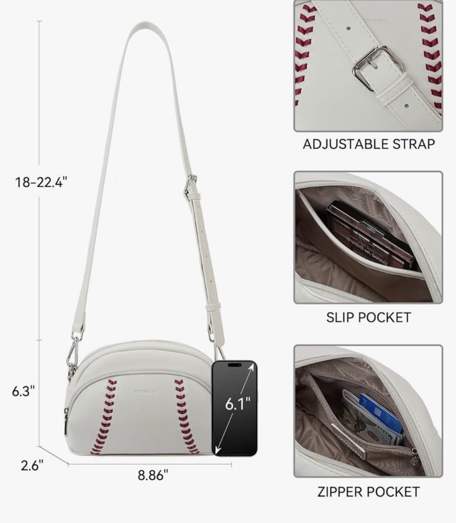 White Baseball Crossbody