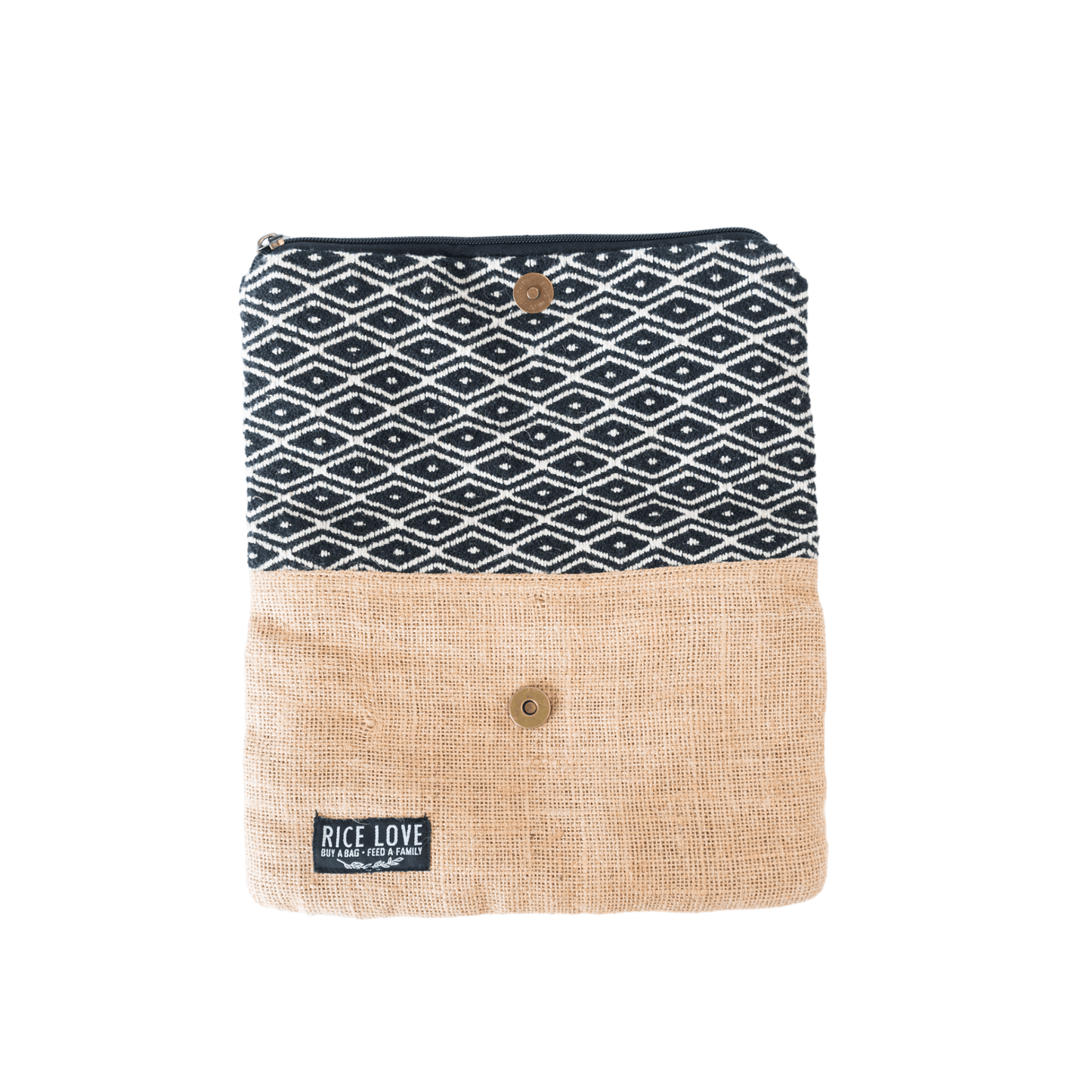 Handwoven Fabric Jute Foldover Clutch - Sara