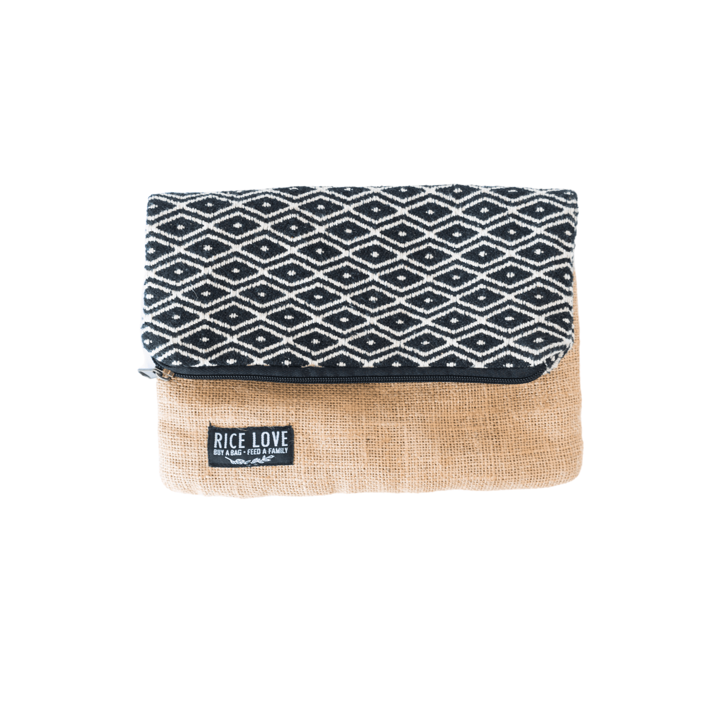 Handwoven Fabric Jute Foldover Clutch - Sara