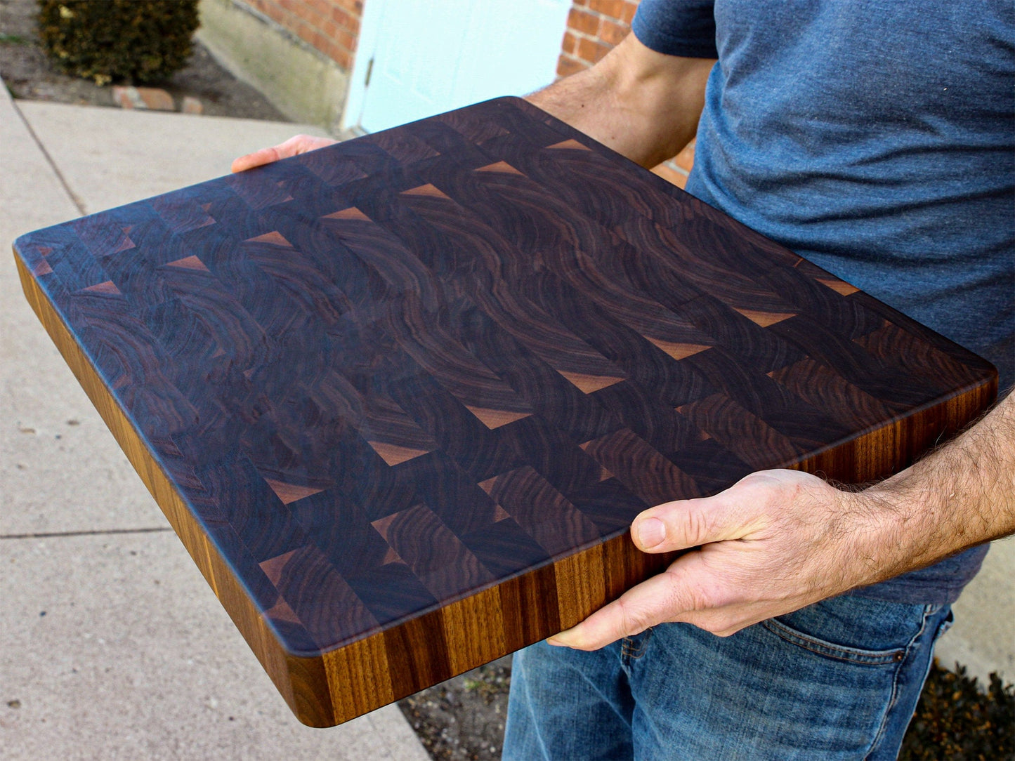 Extra Large End Grain Walnut Cutting Board, Butcher Block with Rubber Feet, USA Made