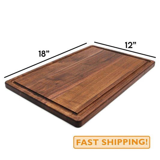 Large Wood Cutting Board With Juice Groove 18x12", Made in the USA