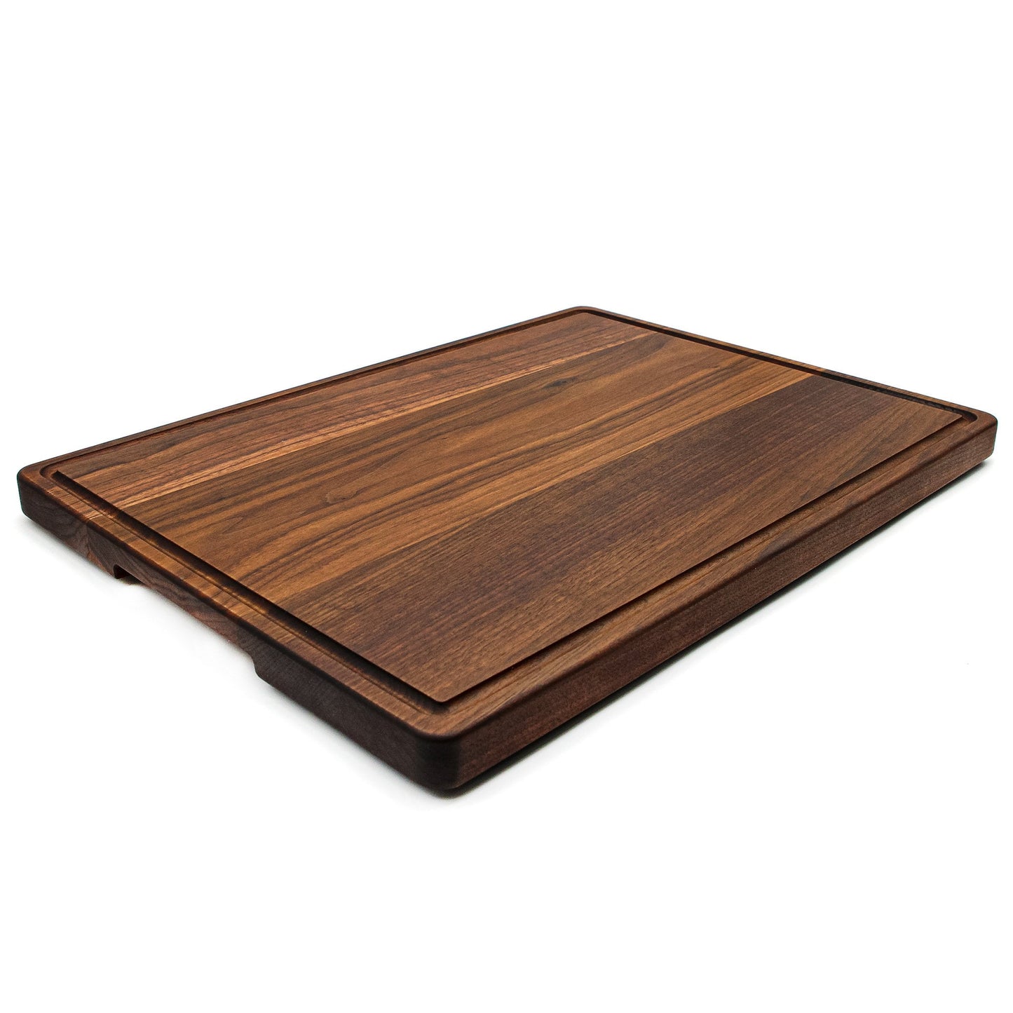 1.25” Thick Extra Large Wood Cutting Board with Feet, Pocket Handles and Juice Groove, 100% USA Made