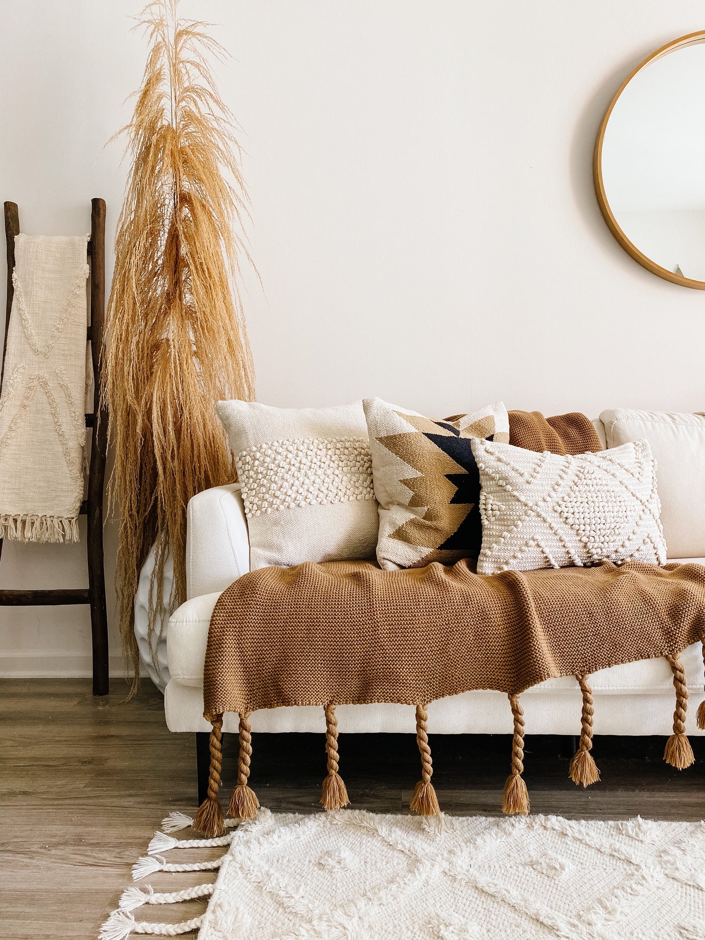 Verona  Neutral Boho Textured Lumbar Pillow Cover