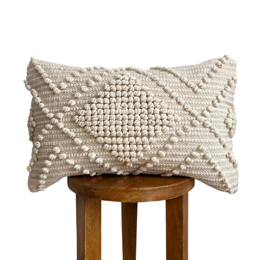 Verona  Neutral Boho Textured Lumbar Pillow Cover