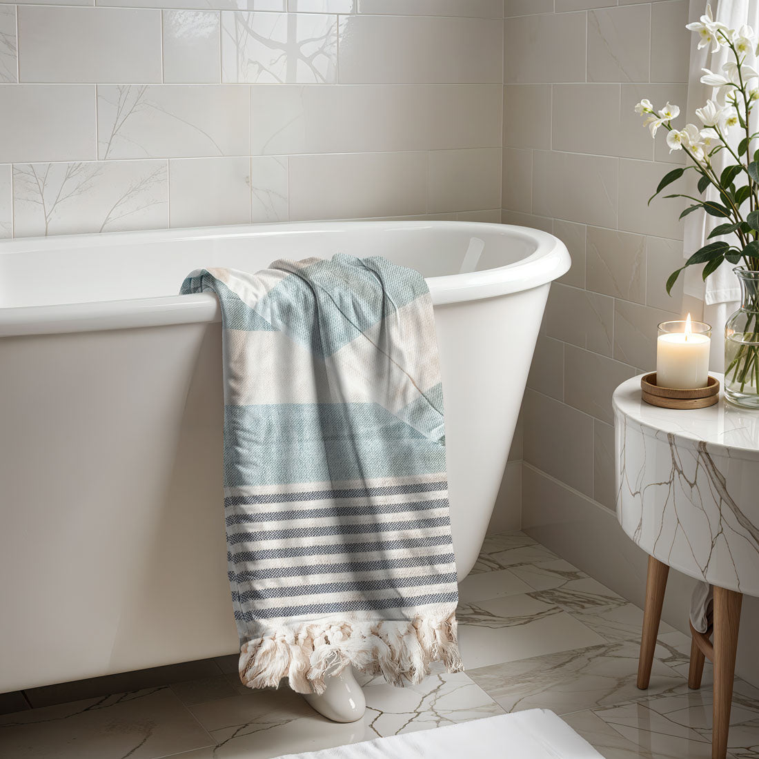 Oversized Mediterranean Striped Towel 180GSM