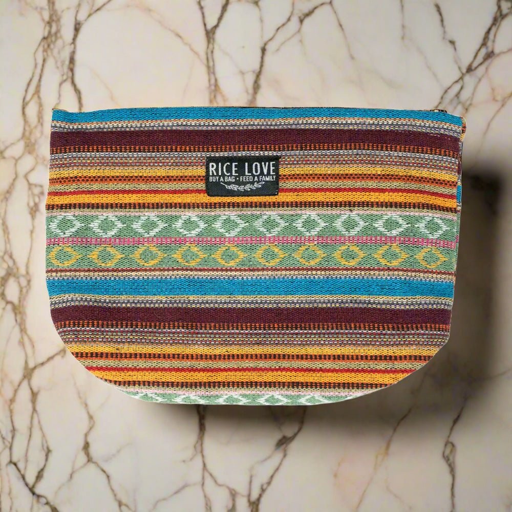 Upcycled Jute Burlap Fabric Zippered Makeup Bag