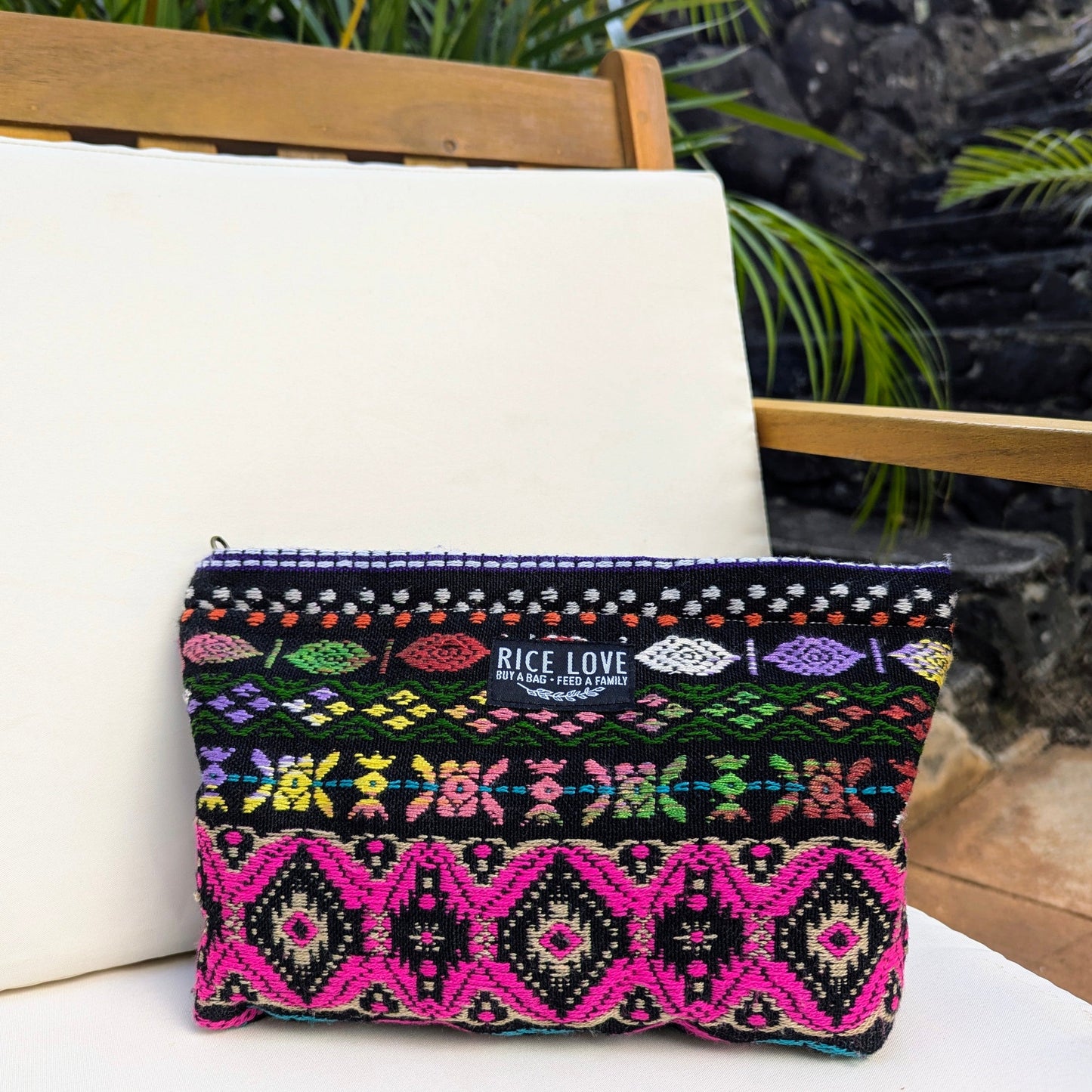 Upcycled Jute Burlap Fabric Zippered Makeup Bag
